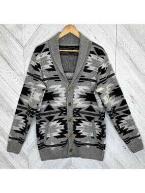 Ethan Pierce Mens Shawl Collar Cardigan Sweater Large Southwestern Wool Blend
